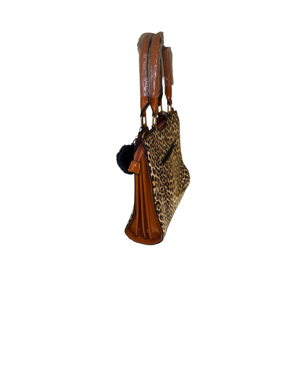NWT Vegan Patent Leather Leopard Print Satchel Handbag - Picture 5 of 14